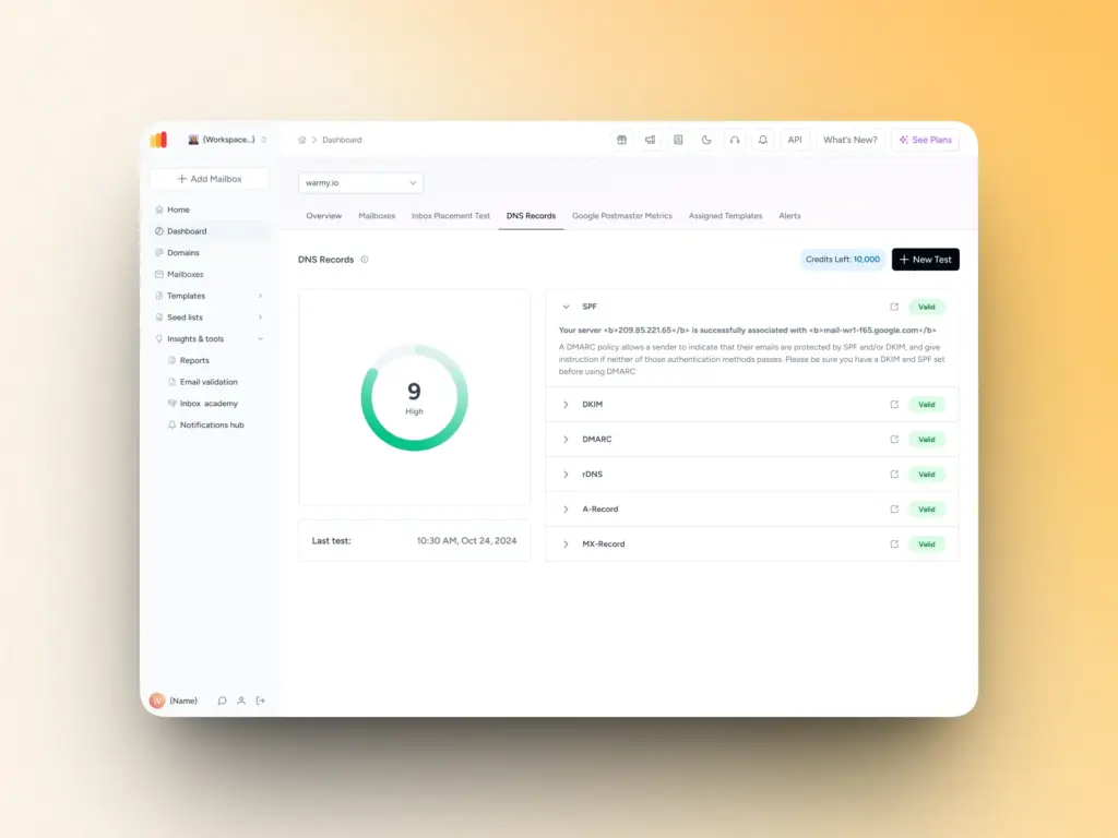 Warmy.io: How It Works and What Makes It the Best Email Warmup and Deliverability Platform 9 DNS Check 2