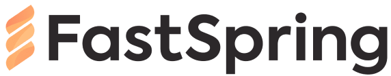 FastSpring logo with a three-stripe orange icon on the left and the company name “FastSpring” in bold, black text to the right on a transparent background.