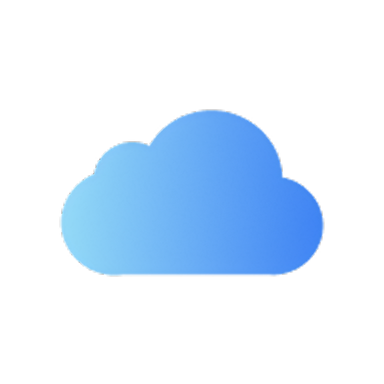 A simple blue cloud icon with a gradient from light blue on the left to a darker blue on the right, set against a light gray background.