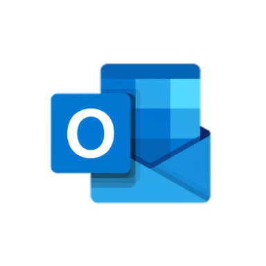 Microsoft Outlook logo featuring a stylized blue envelope with an overlapping blue square containing a white O on the left side.