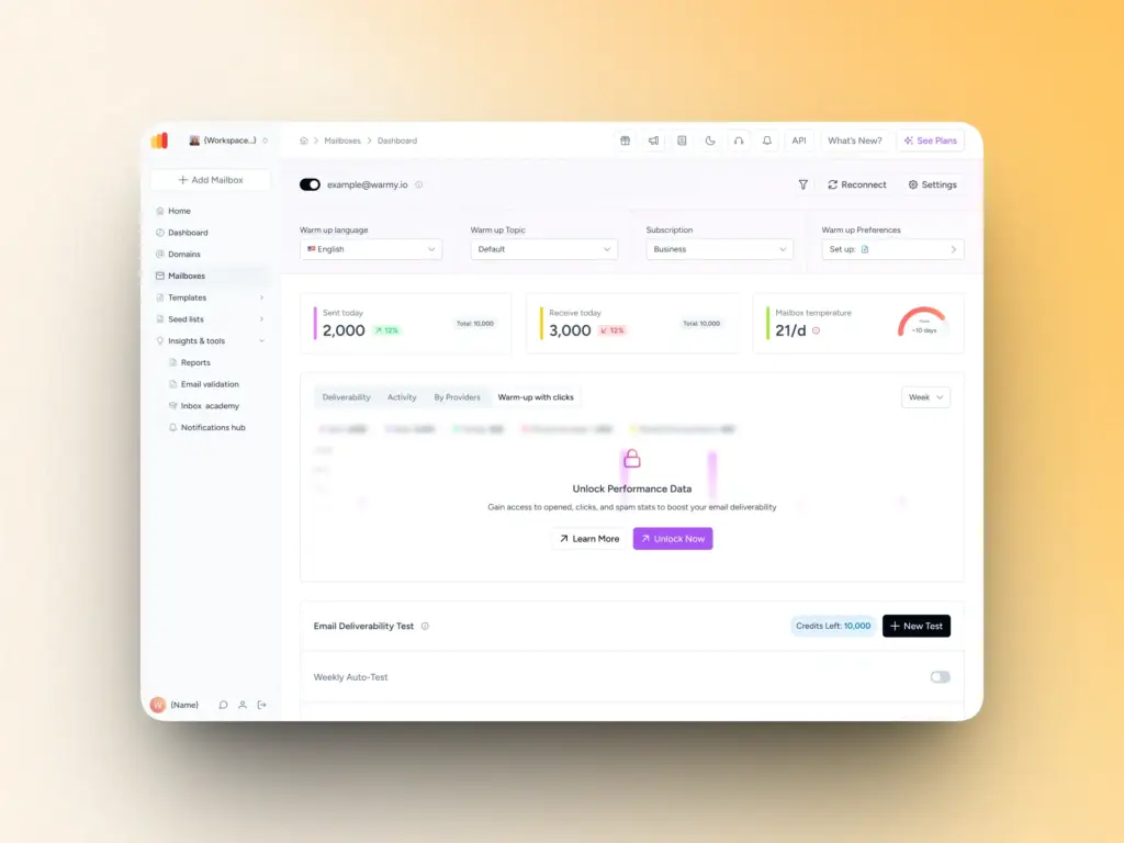 Track Your Email Warmup Performance: New Insights with Warmup with Clicks Statistics 3 Warmup With CLicks Statistics no access